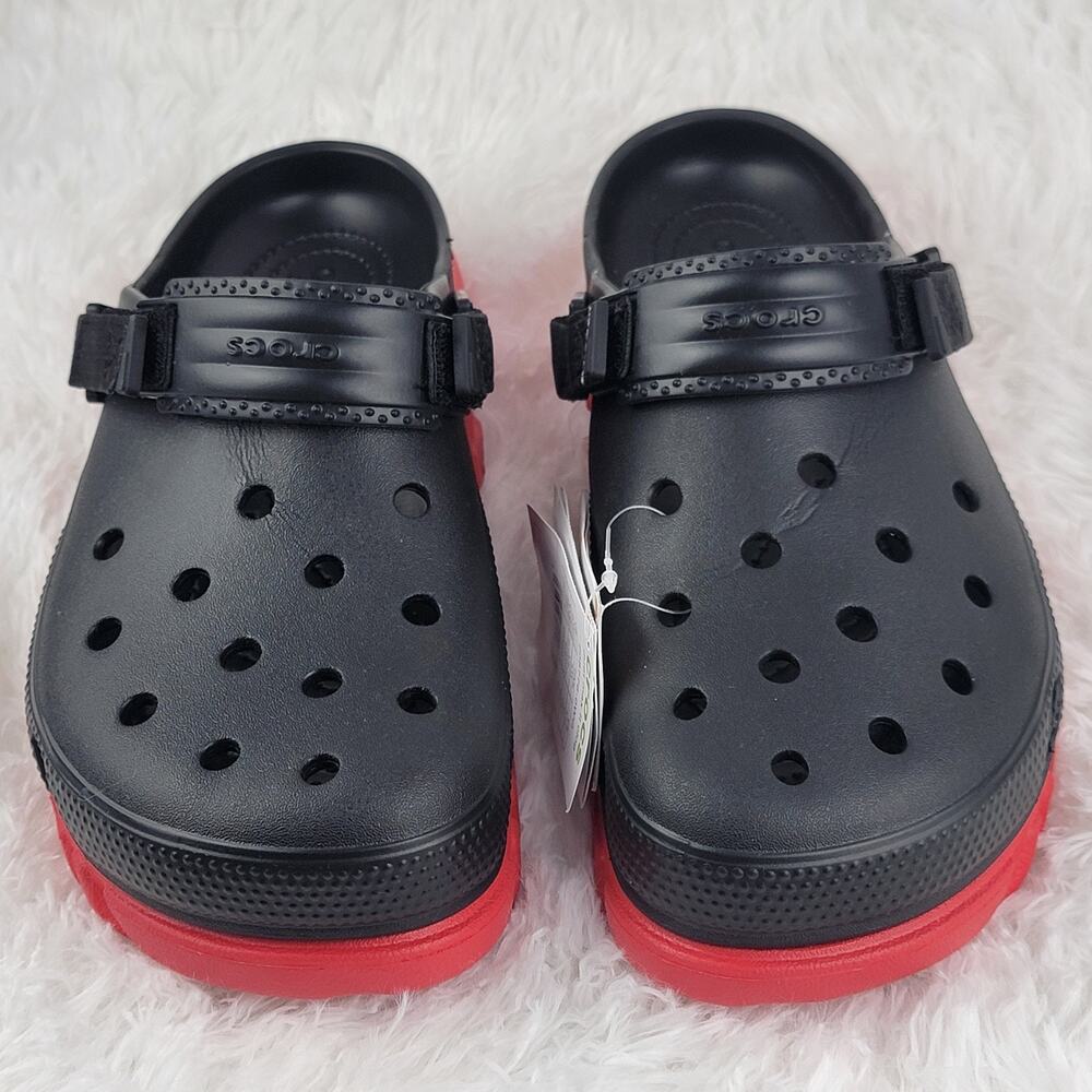 Rubber Clogs Men Slippers Adjustable Strap Black Red Casual Lounge Sandals Sz 11